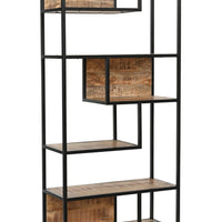 Industrial Metal Wood Bookshelf | Modern Open Display Rack | Luxury Living Room Shelf | Handmade Furniture