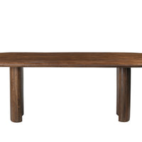 Modern Solid Wood Oval Dining Table | Contemporary 6-Seater Dining Table | Fluted Pedestal Base | Walnut Finish