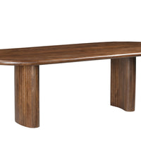 Modern Solid Wood Oval Dining Table | Contemporary 6-Seater Dining Table | Fluted Pedestal Base | Walnut Finish