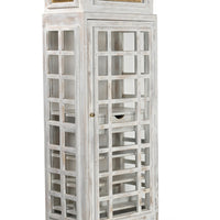 Vintage Telephone Booth Bar Cabinet | Retro Wooden Home Bar Cabinet | Wine Storage Cabinet with Glass Rack