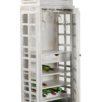 Vintage Telephone Booth Bar Cabinet | Retro Wooden Home Bar Cabinet | Wine Storage Cabinet with Glass Rack