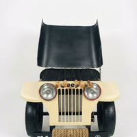 Vintage Jeep Style Charcoal BBQ Grill Cart with Wheels | Outdoor Barbecue Grill Station