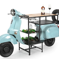 Vintage Scooter Bar Counter Table | Retro Scooter Wine Bar Cabinet | Industrial Style Home Bar Furniture