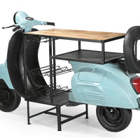 Vintage Scooter Bar Counter Table | Retro Scooter Wine Bar Cabinet | Industrial Style Home Bar Furniture