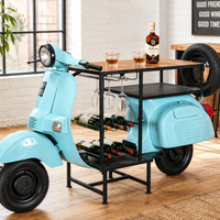 Vintage Scooter Bar Counter Table | Retro Scooter Wine Bar Cabinet | Industrial Style Home Bar Furniture
