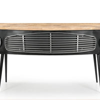 Vintage Industrial Car-Inspired Writing Desk with Solid Wood Top & Metal Frame