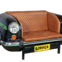 Vintage Car Front Sofa | Automotive Inspired Leather Loveseat | Industrial Statement Seating
