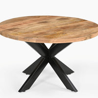 High Quality 2-Piece Round Nesting Coffee Table Set – Solid Wood Top with Black Metal Geometric Base