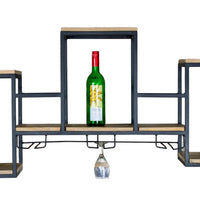 Wall Mounted Industrial Wine Rack with Stemware Glass Holder