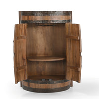 Rustic Wooden Barrel Wall Bar Cabinet | Vintage Wine Rack with Glass Holder | Home Bar Furniture