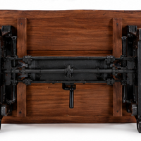 Industrial Adjustable Desk with Solid Acacia Live Edge Top & Cast Metal Base